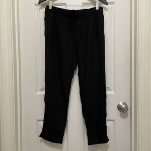 NWT Old Navy Linen Blend Tapered Pants Coastal Pull On Black Pockets Small NEW
